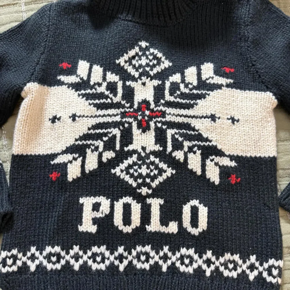 POLO RALPH LAUREN New With Tags Navy Snowflake‎ Turtleneck Sweater Child's 4T
